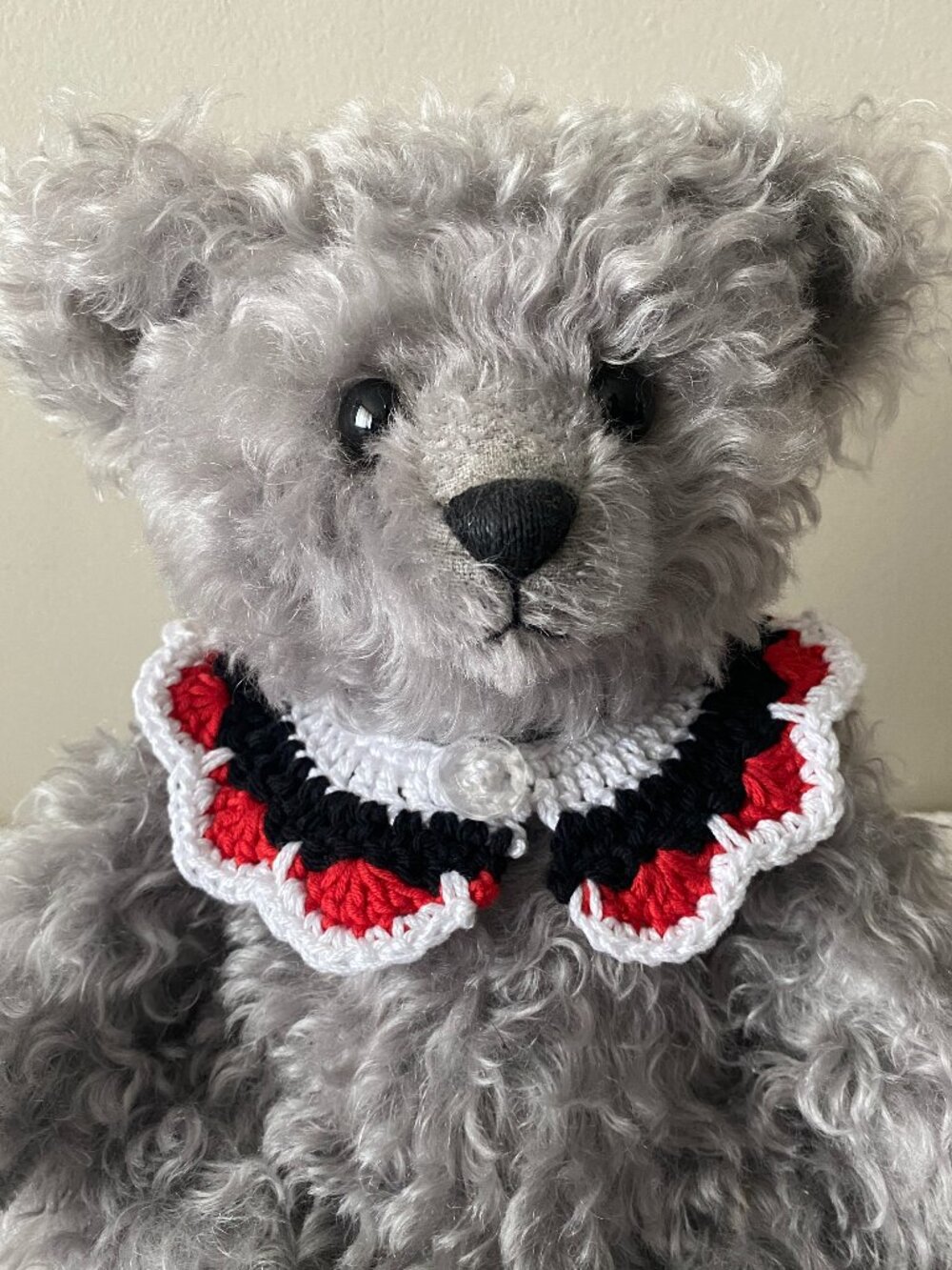 Handmade Crochet Red White Black Collar Accessory for Teddy Bears & Plush Toys